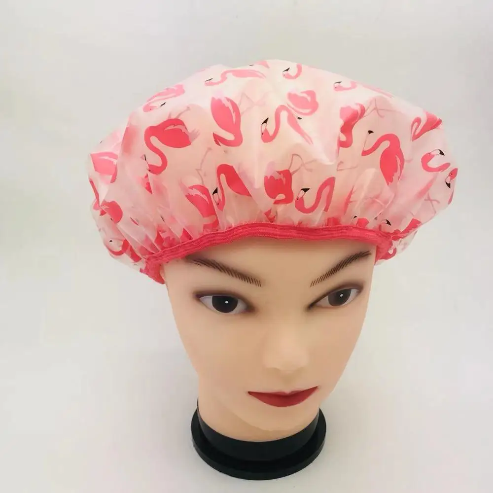 Eco-friendl customized logo fancy adjustable shower cap