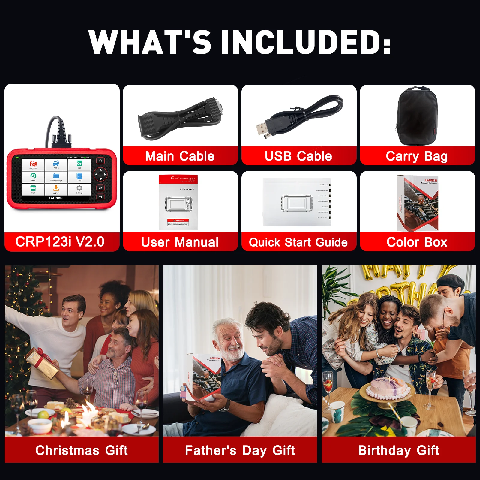 Launch CRP123I V2.0 Elite Four System Car Diagnostic Tool with 7 Resets 2024 New OBD2 Code Reader PK CRP123X