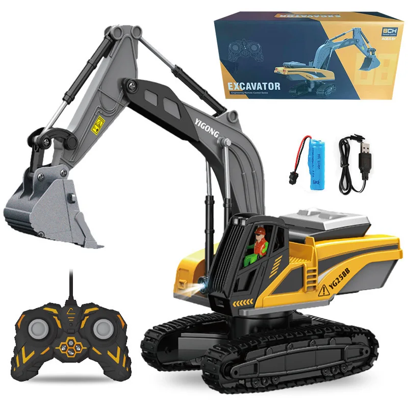 2.4G Remote Control Excavator Dump Truck RC Model Car Toy Professional Alloy Plastic Simulation Construction Vehicle for Kid