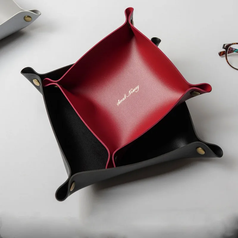 2022 Wholesale PU Leather Double-deck Dice Tray jewelry Tray for Key Coin Change Phone Wallet