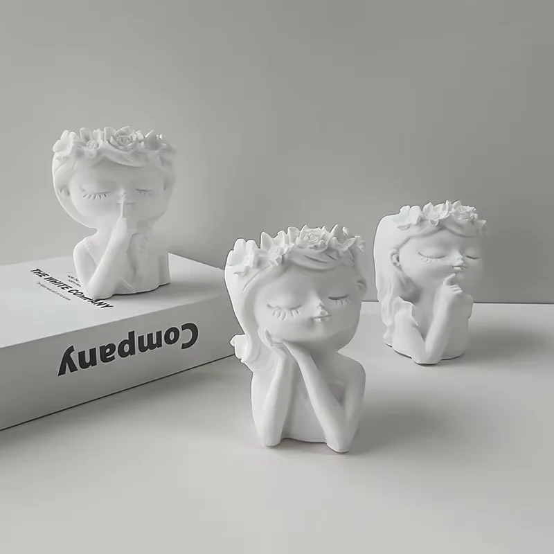 Little Cute Girl Shaped Flower Pot Silicone Mold Succulent Mold Diy  Plant Vase Plaster Epoxy Cement Silicone Molds For Concrete
