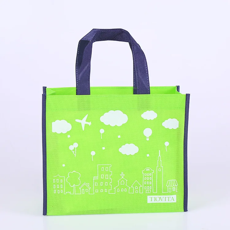 80 gsm non woven-promotion-bag digital print full color printing pp nonwoven green tote bags bulk non-woven handle bag