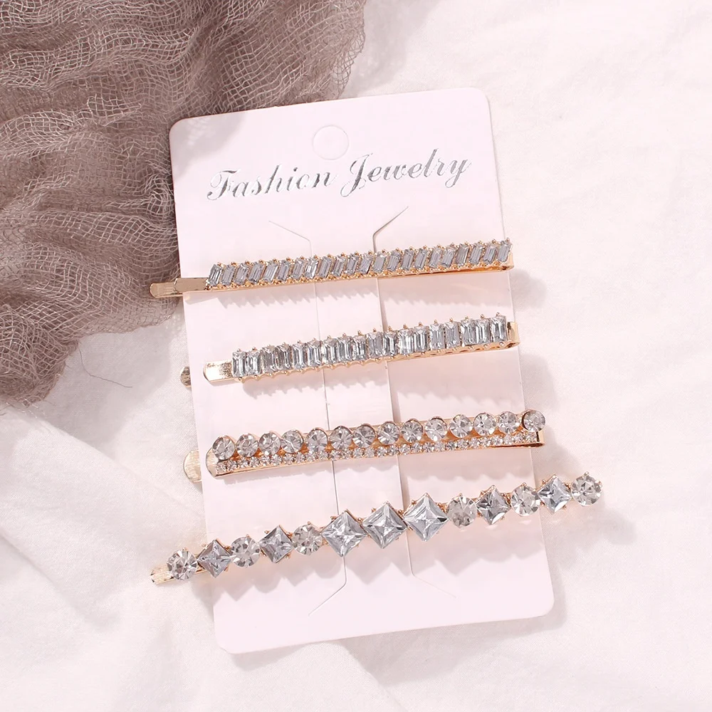 Low MOQ wholesale price hair accessories bling rhinestone hair pins for women
