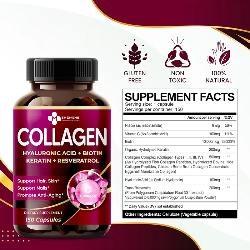 Private Labels Beauty Products Hydrolyzed Fish Marine Collagen Collagen Protein Drink Powder Hydrolyzed Hard Capsules