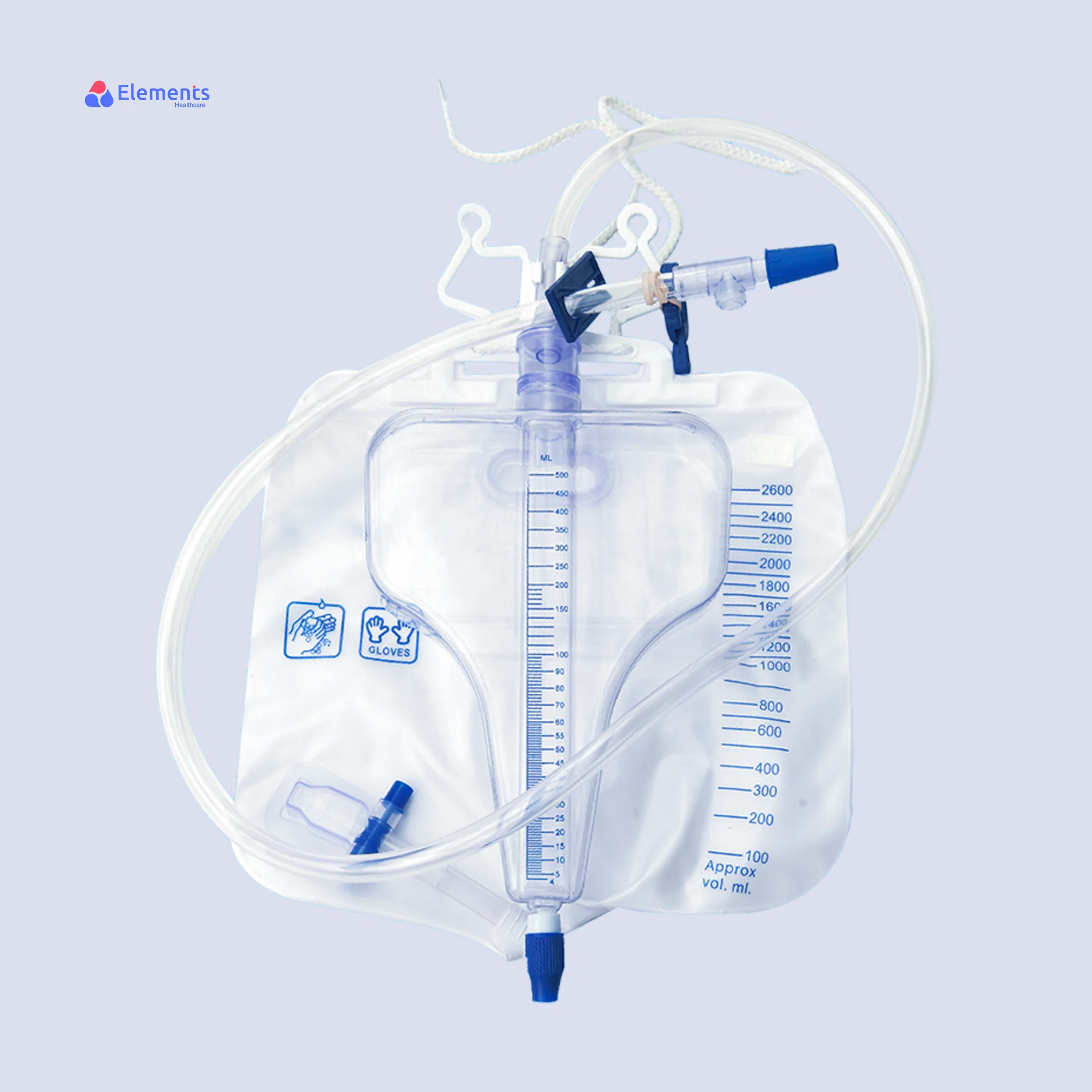 Medical Grade PVC Urine Meter Disposable Urine Collector Drainage Bags 2600ml