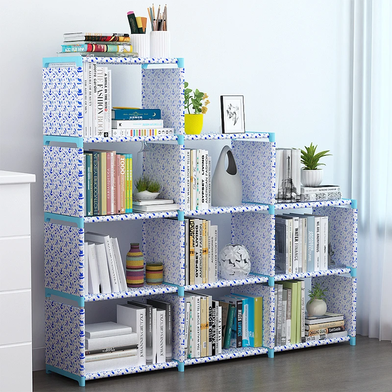 
Hot selling non-woven fabric foldable bookshelf portable bookcase 