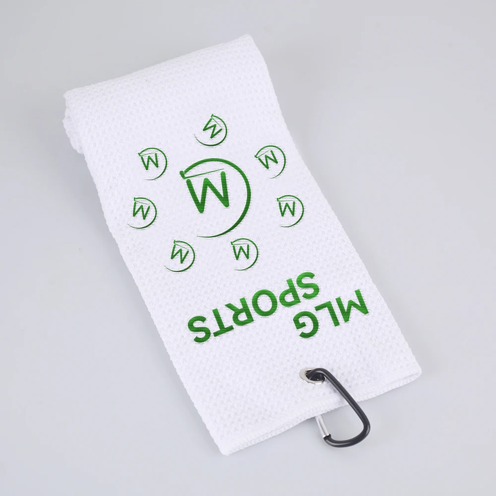 Custom Printed Microfiber Waffle 40*40cm Golf Club Clip Hanging Loop Soft Towel Golf Towel
