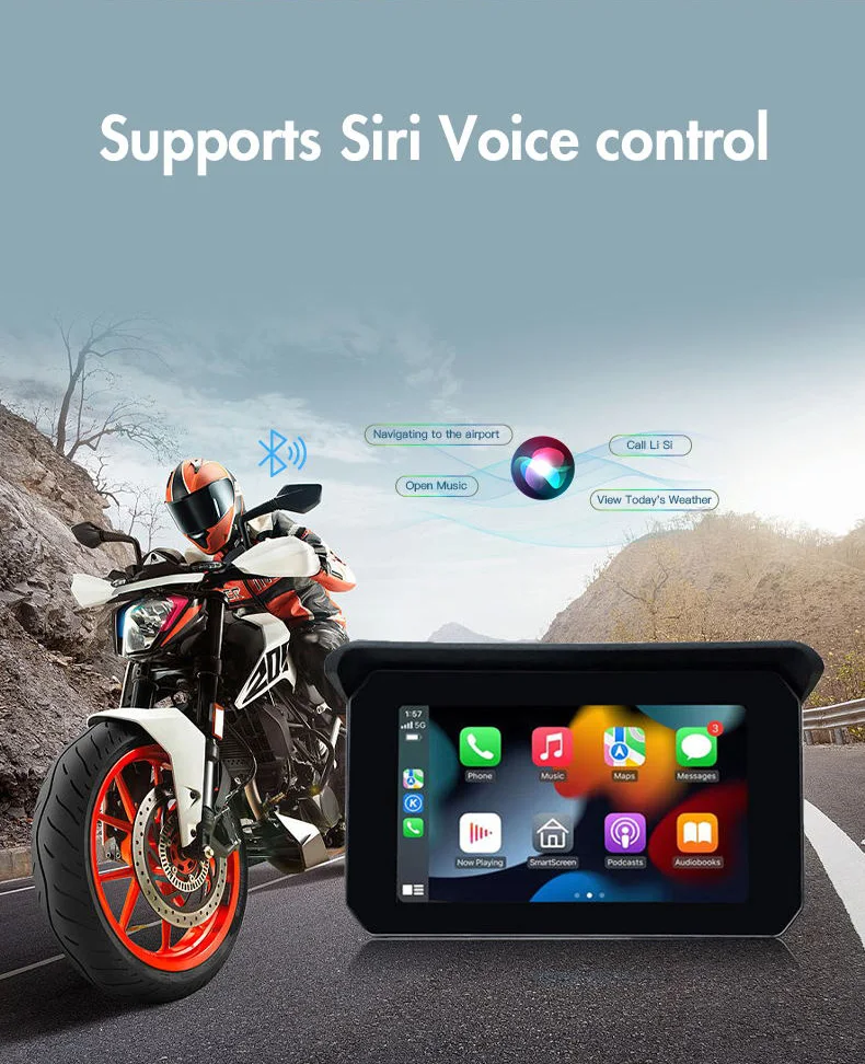 Top 5inch Waterproof Wireless Android Auto Carplay Screen for Motorcycle Navigation With 2 cameras Motorbike Dvr Dashcam