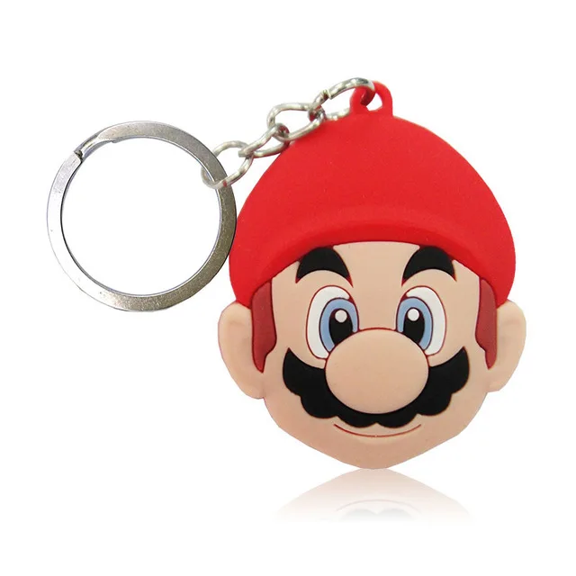 Cartoon Mario Bro Key Chain Mini Anime Figure Key Ring Kids Toy