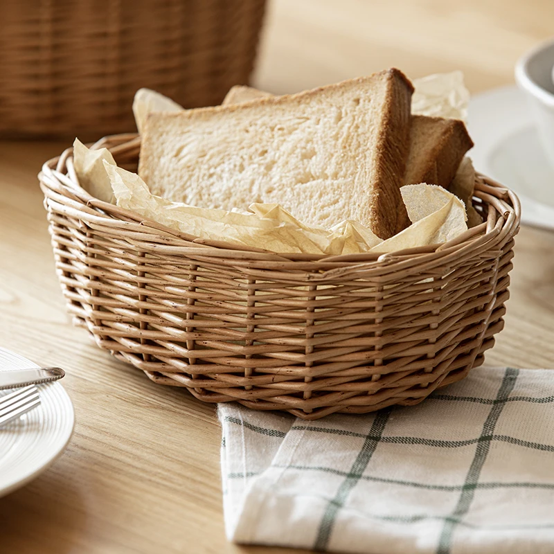 Wicker Basket Round Wicker Bowls for Fruit Bread Vegetable