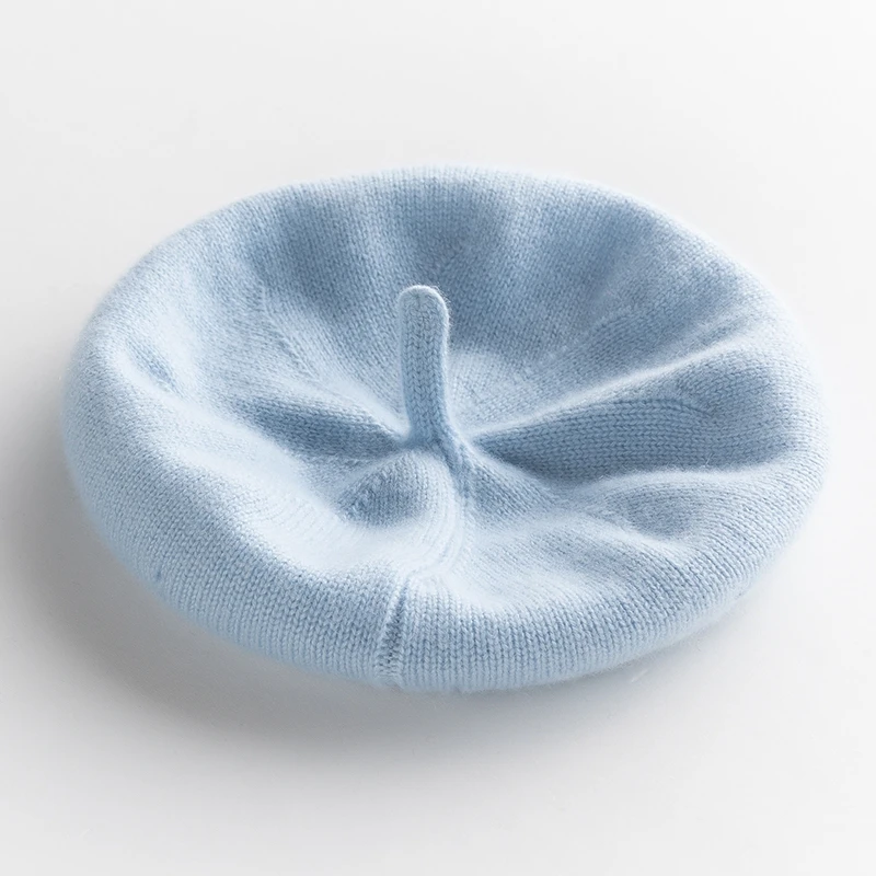 Women Beret Hat 100% Mongolia Cashmere Knit Winter New Fashion Soft Warm Hats 5Colors For Ladies