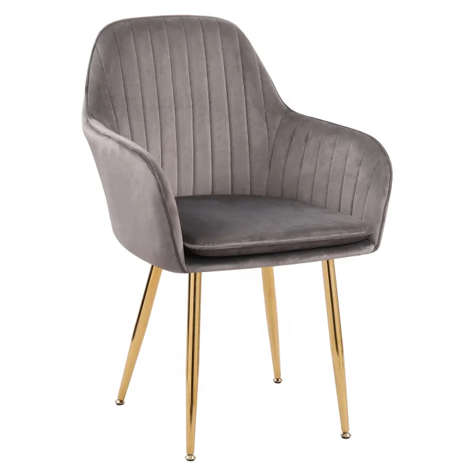 Blue Upholstery Seat Dinning Chair Velvet Kitchen Dining Chairs With Gold Metal Legs