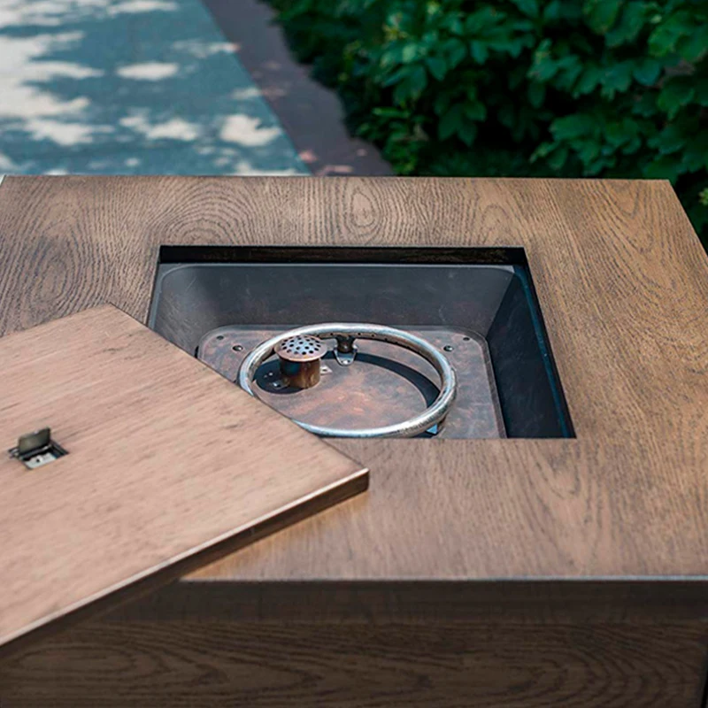 High Quality  Custom Cheap rectangle Round shape rectangle gas  46000 BTU MGO black outdoor fire pit