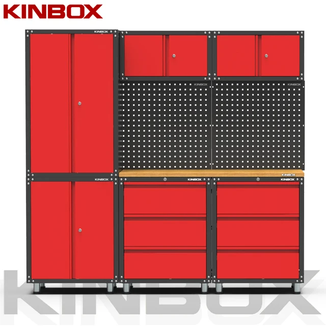 Kinbox 9 Pieces Garage Furniture Storage Cabinet Combination for Workshop
