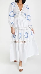 TFD6002A New Arrival Top Quality Customized 2021 Women Clothing Lady Elegant Long Sleeve Summer Maxi Casual Dress