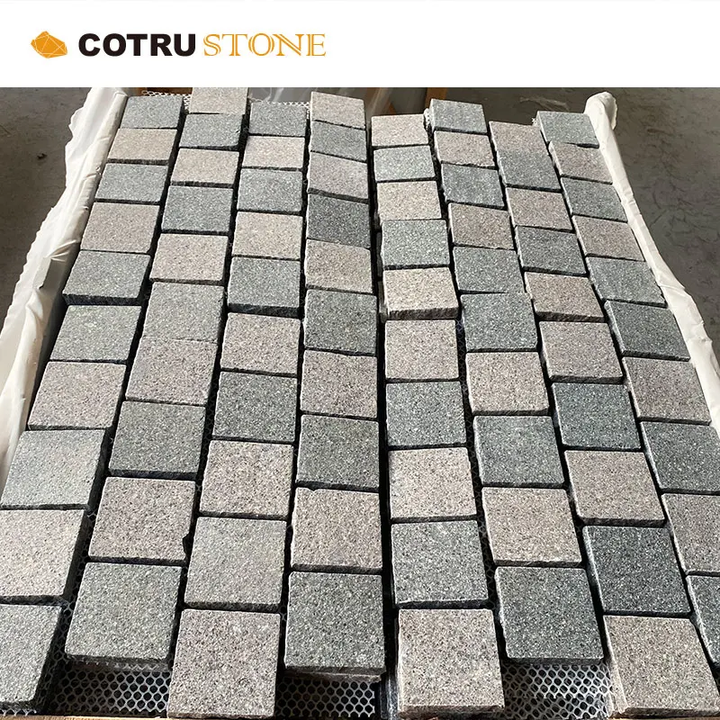 Mixed Cobble Mesh Porphyry Stone Multi-colored square Stones Creative Design Outdoor Paving Stones Natural Granite Material