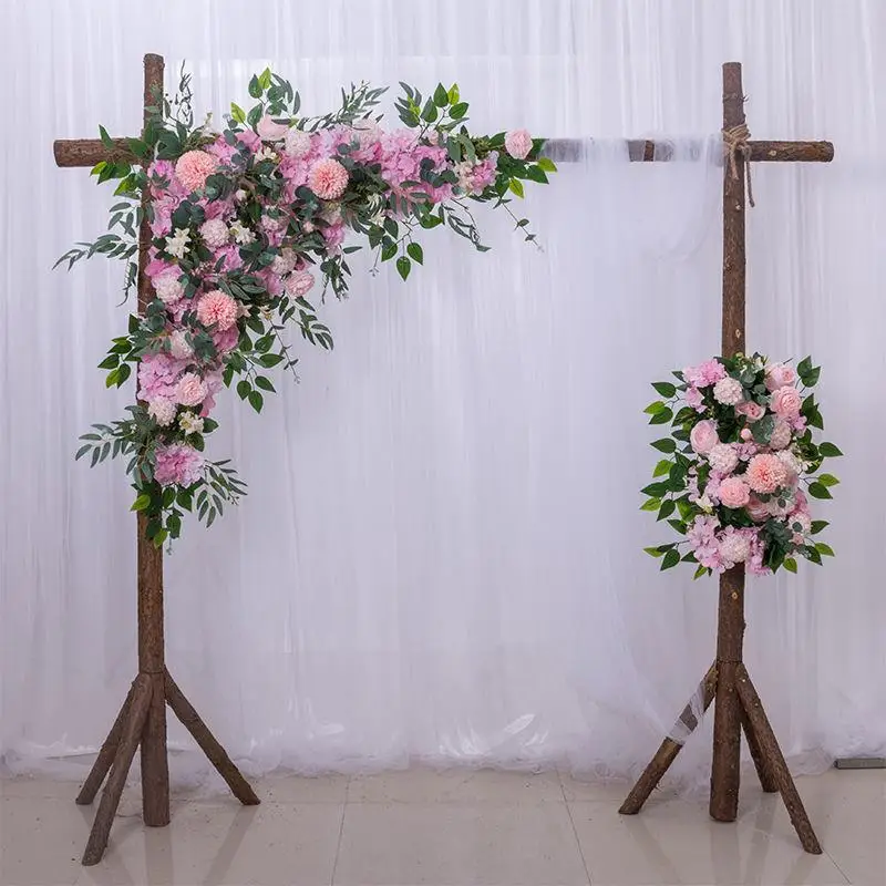 Wholesale Customized Flower Row Arch Artificial Triangles Hanging Flower Table Runner For Wedding Background Decorative