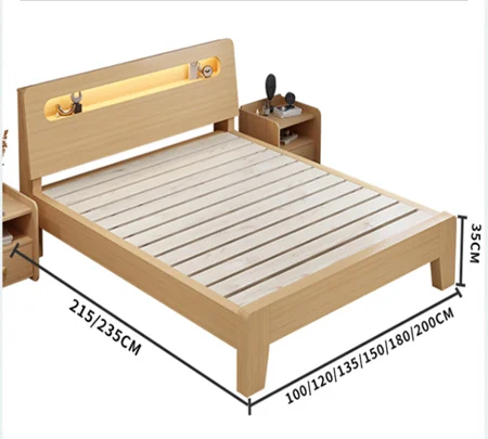 Lower price Factory Supply Hot Selling Simple Fashionable Pine Wood  Double Simple Bed