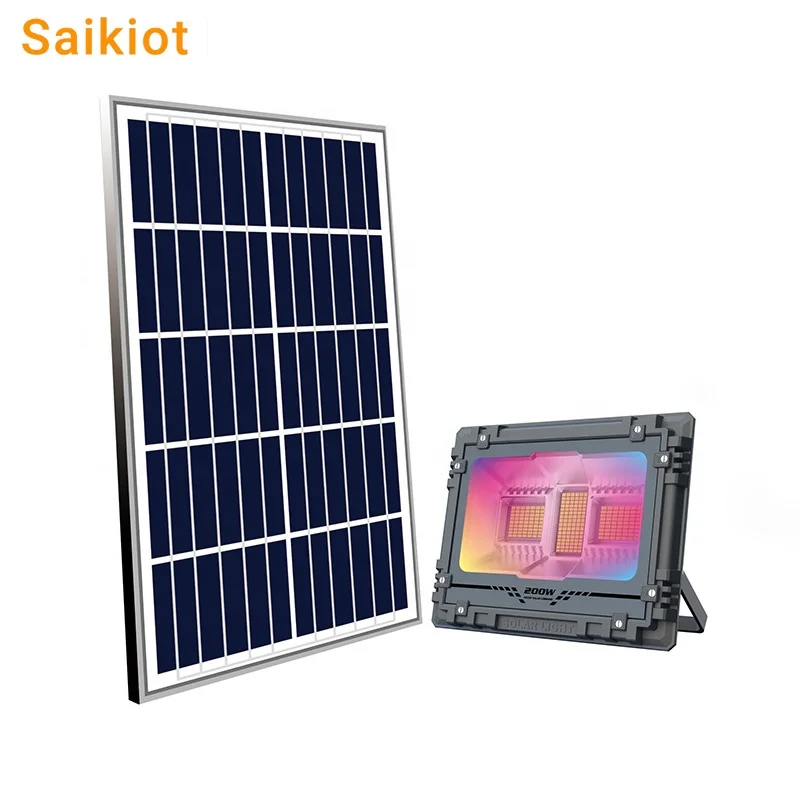 Saikiot 60W to 800W Outdoor Waterproof RGB Solar Led Flood Spot Street Light Auto Brightness Solar RGB Flood Light