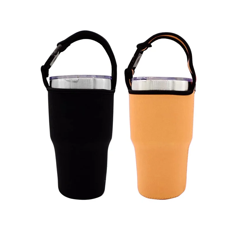 Neoprene Tumbler Carrier Holder Pouch Portable Neoprene Tumbler Coffee Cup Sleeve with Carrying Handle