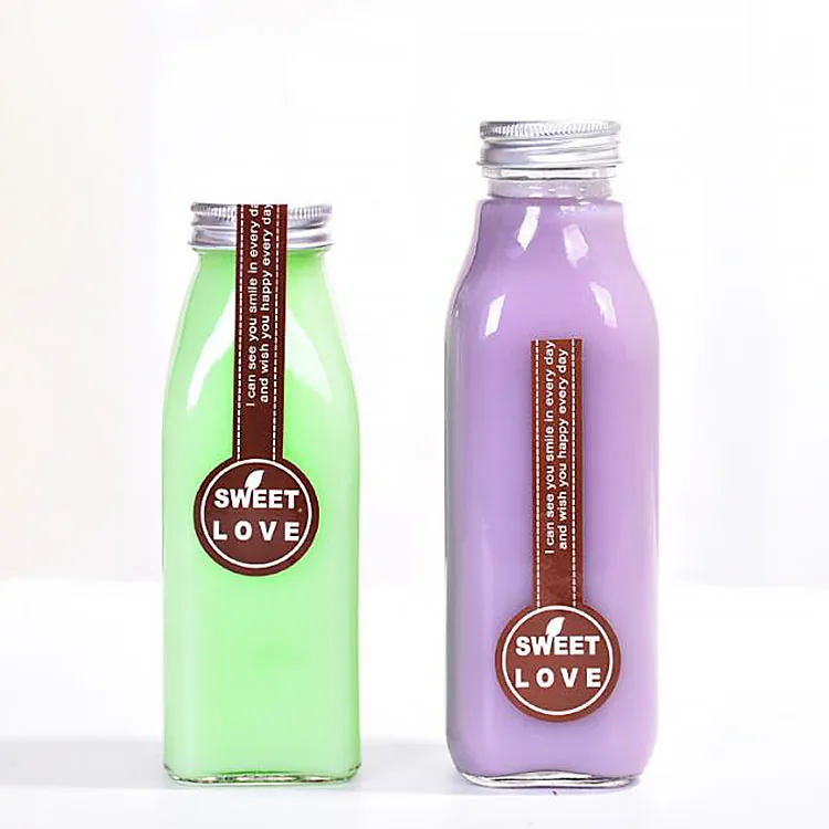 Empty Customized Flint Printed Mineral Drinks Beverage Water Juice Glass Bottle With Metal Caps