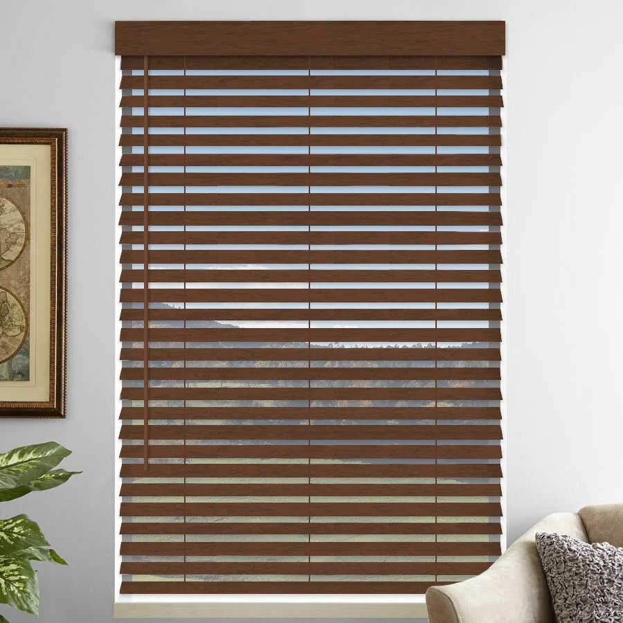 Top fashion 100% natural wood slat smart wand wood venetian blinds for office