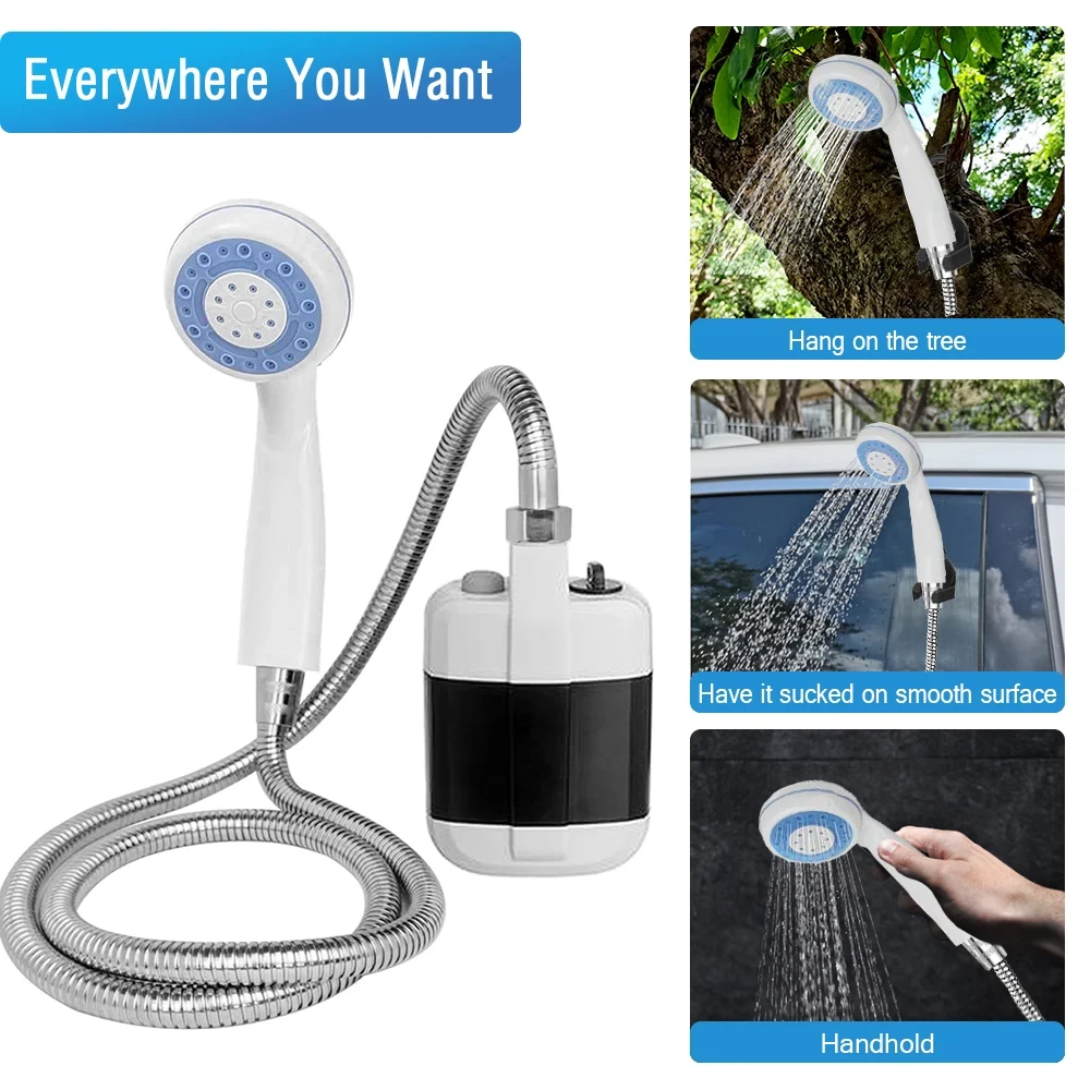 Rechargeable Shower Head Bathing 3.7V Pump 4.9ft Outdoor Travel Hiking Beach Pet Cleaning Equipment Portable Camping Shower
