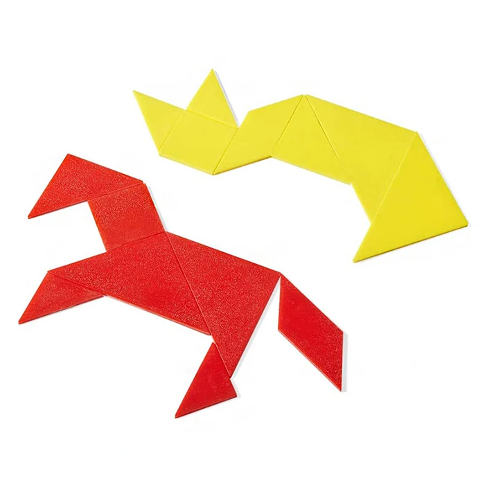 Colorful 28 Pieces Geometry Acrylic Puzzles Math Manipulatives Toy Acrylic Tangram For Children