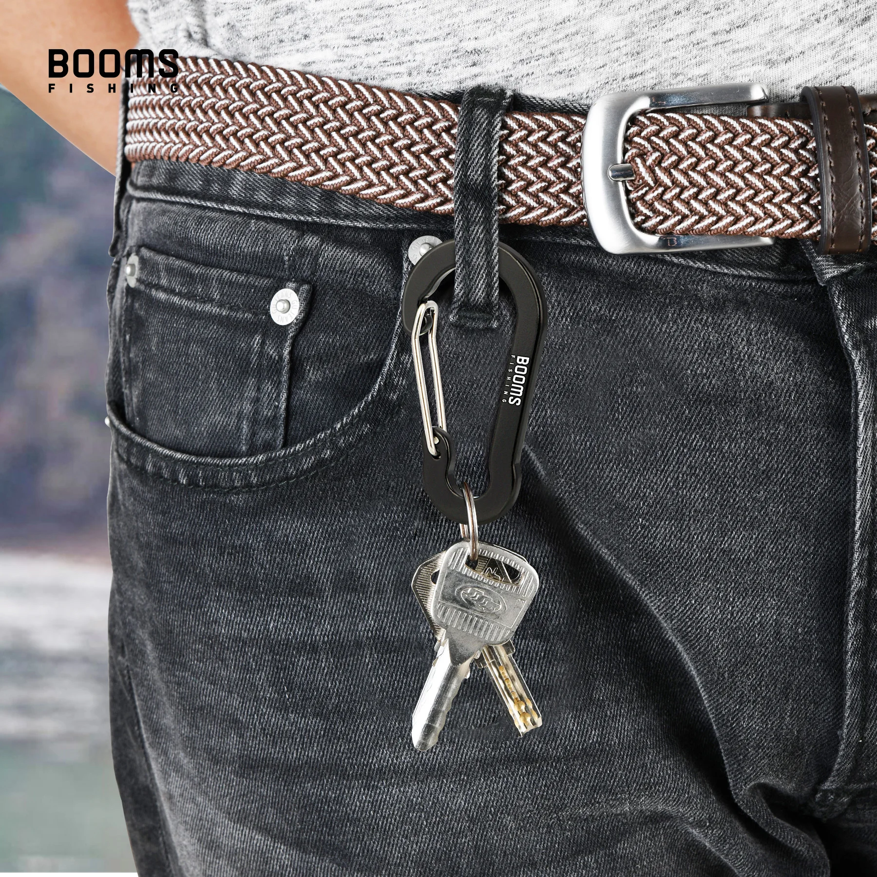 Black Locking Carabiner Spring Clips Snap Rotating Hooks Keychain D Shape Buckle Pack CC5 Carabiner Clip
