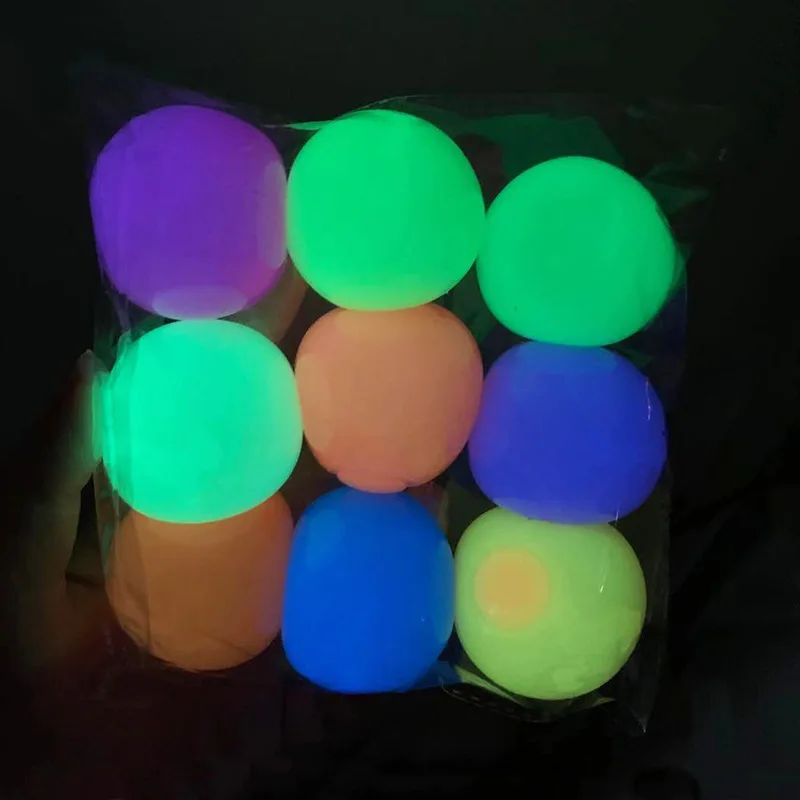 High Bright Luminous Anti Stress 4.5cm Thickened Mochi Squishy Sticky to the Wall Slowly Fall off Glow in Dark Fidget Ball Toy