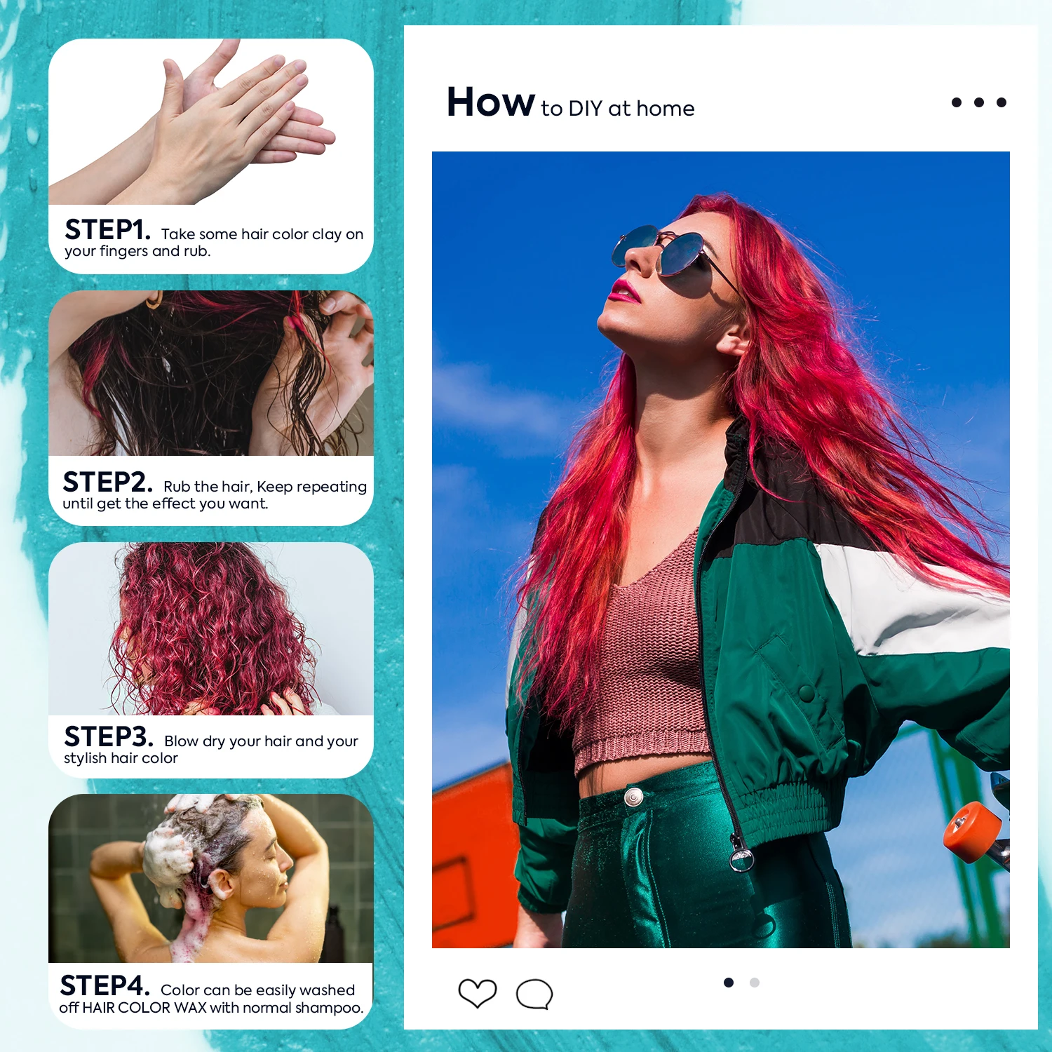 Hair Color Cream 9 Colors Temporary Hair Color Wax Blue Purple Pink Green Color Wax Instant Hair Dye Cream for DIY Hairstyle