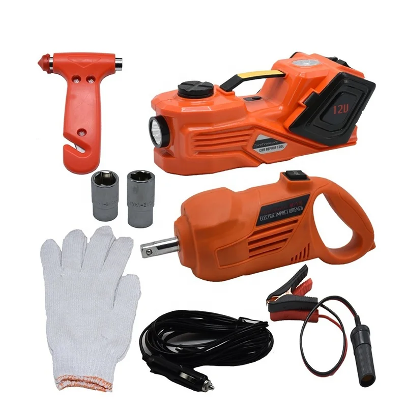 Professional 5 ton portable car DC 12V 5T Multi-functional hydraulic floor jack with electric impact wrench