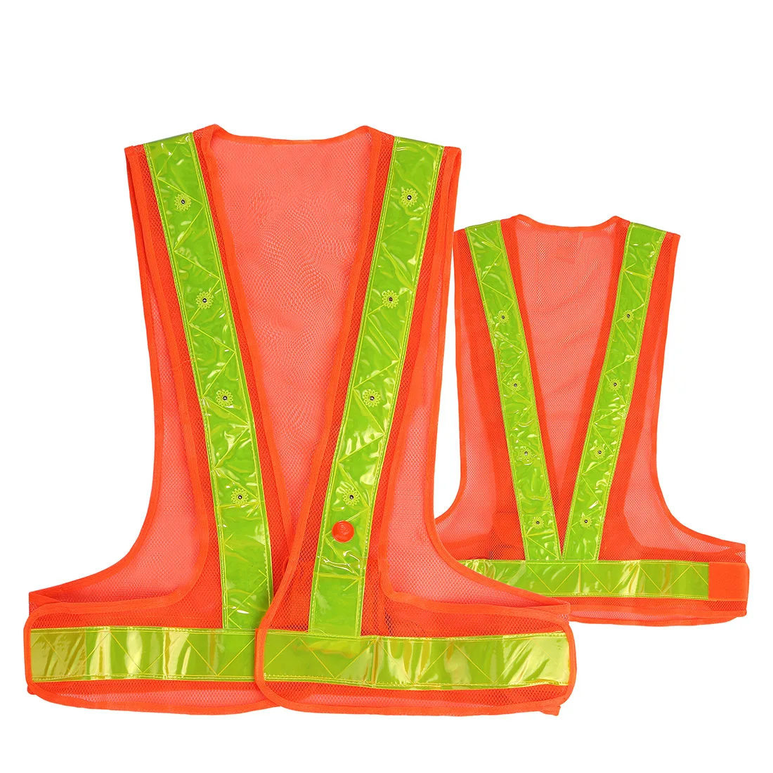 Mesh safety vest with LED light Replaceable battery light can flicker and keep bright