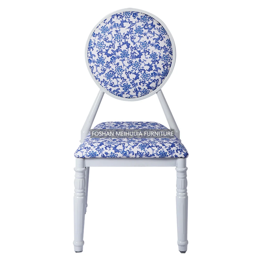Hot selling retro blue and white porcelain style wooden furniture retro chairs