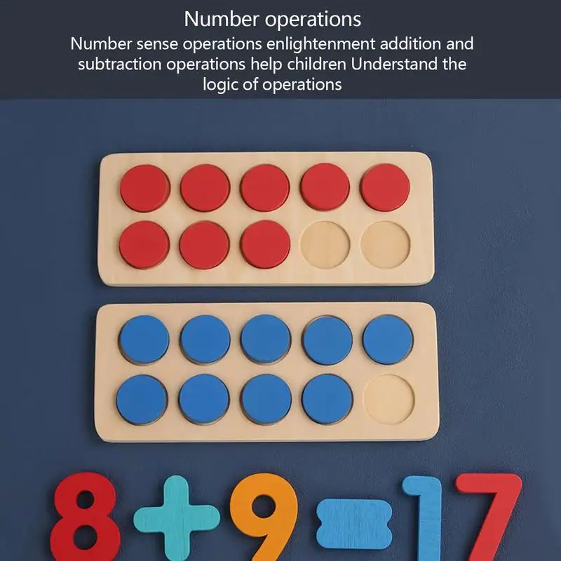 Wooden Early Educational Gifts Arithmetic Ten Frame Set Kids Montessori Toy Counting Math Game