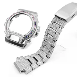 G SHOCK DW6900 Bling bling diamond case strap stainless steel watchband series and  frame metal case bracelet modification