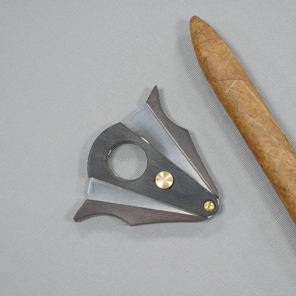 Sonny Luxury Stainless Steel Double Blade Wooden Cigar Cutter