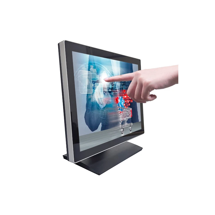 Aluminum Frame and stand 15  17 Inch LCD monitor 12V Silver capacitive Multipurpose 15 inch Touch Screen Monitor