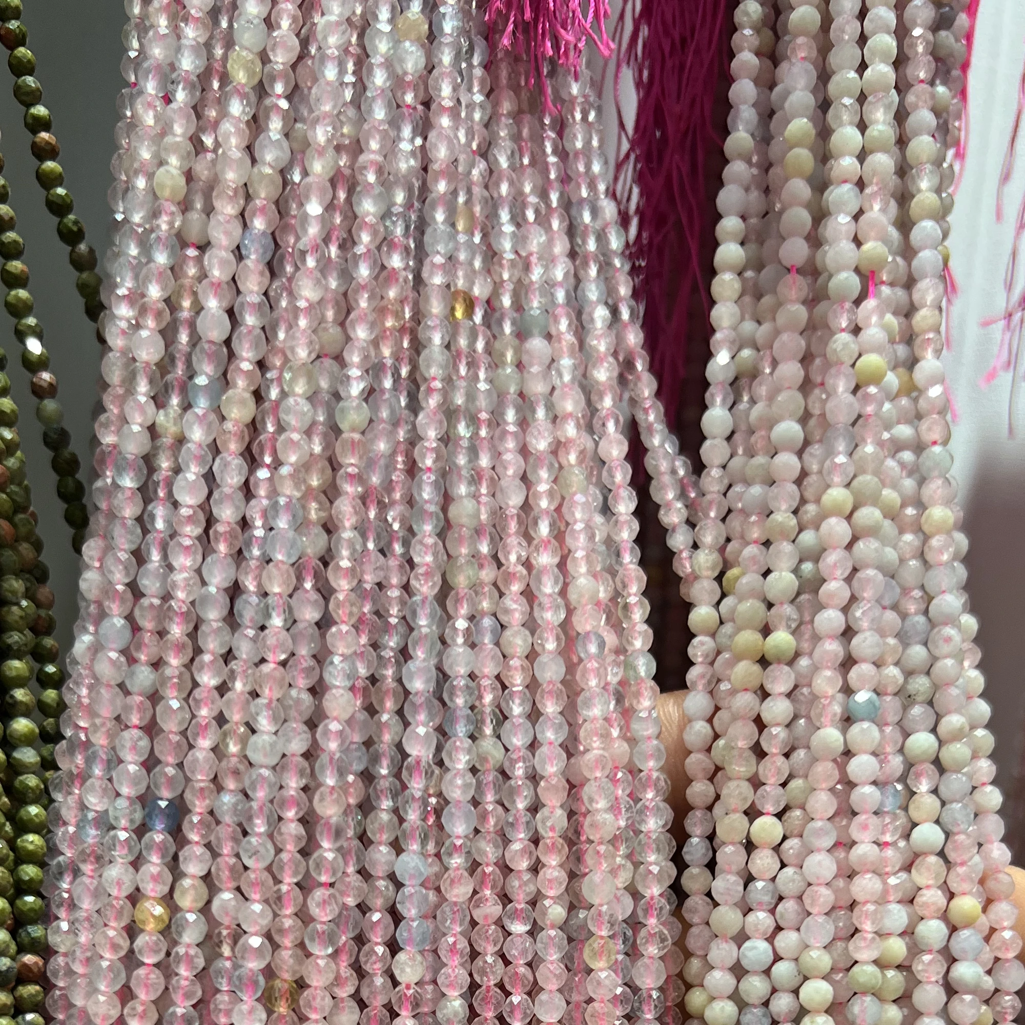 Natural Rhodonite Quartz Tourmaline Roundel Garnet Turquoise Loose Stone Beads For Jewelry Making