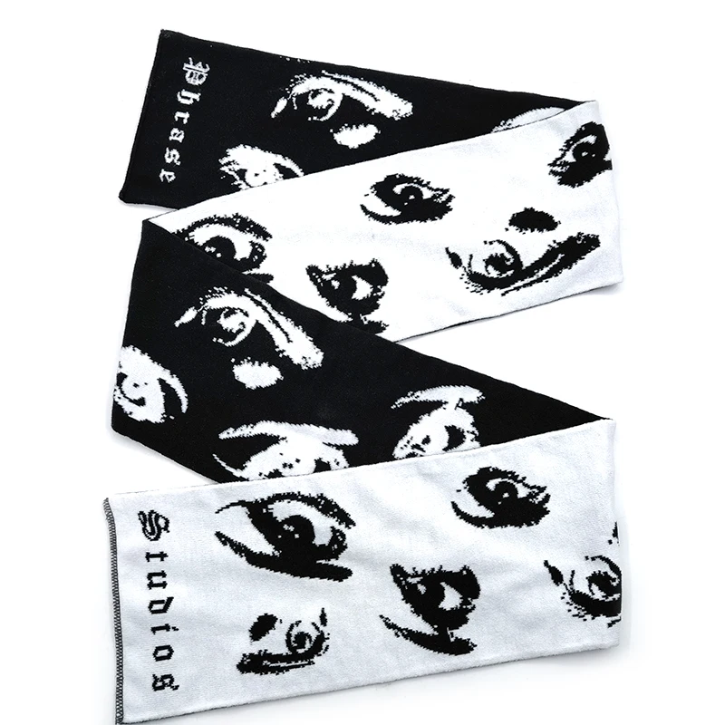 Premium Quality Sports Team Custom Logo Soccer Football Club Jacquard Knitted Scarf