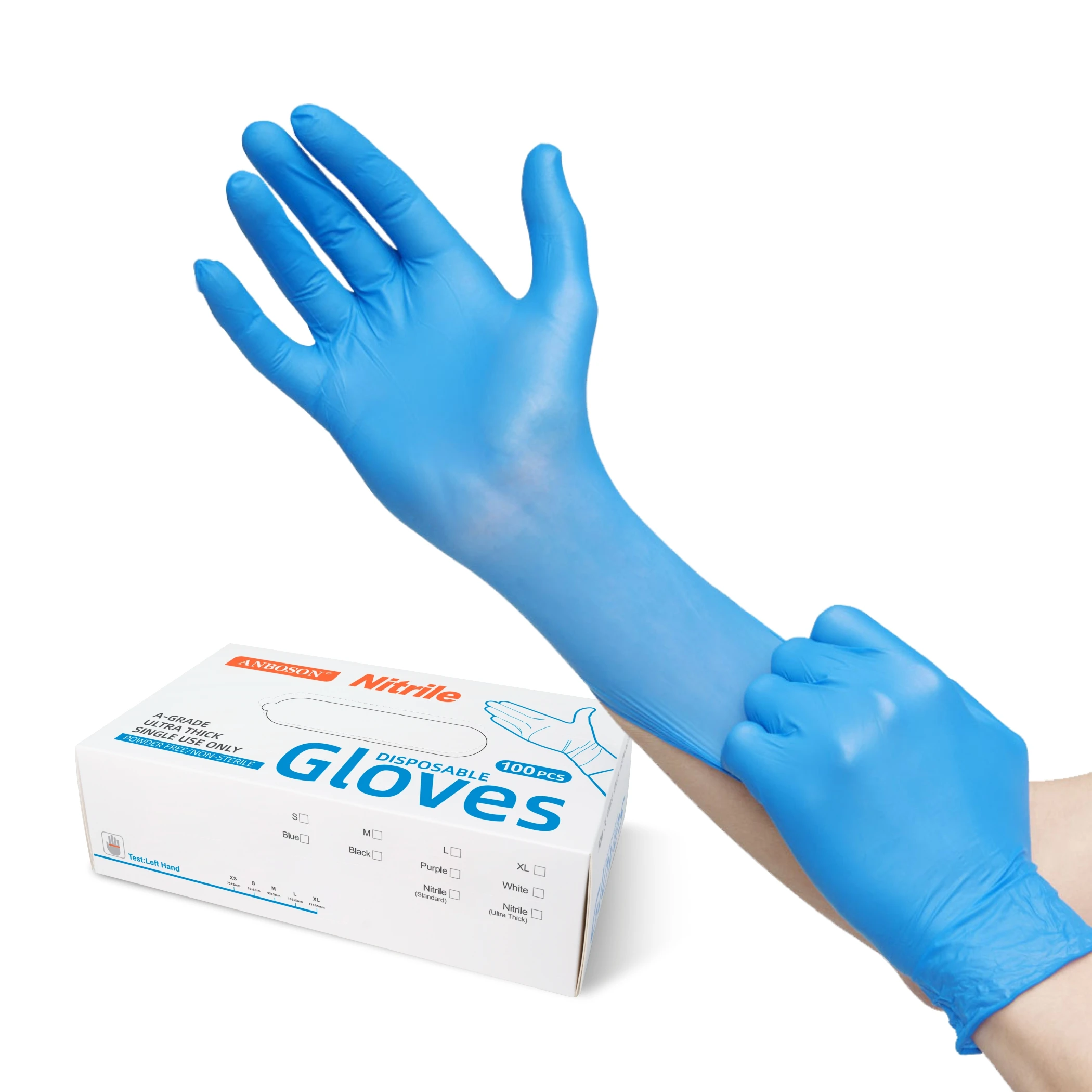 Powder Free обработка пищевых продуктов бытовой Размеры Xs, S, M, L, XL, 6 миллиметровым с жесткими защитными вставками, размеры нитриловые Glov класс синий защитные перчатки