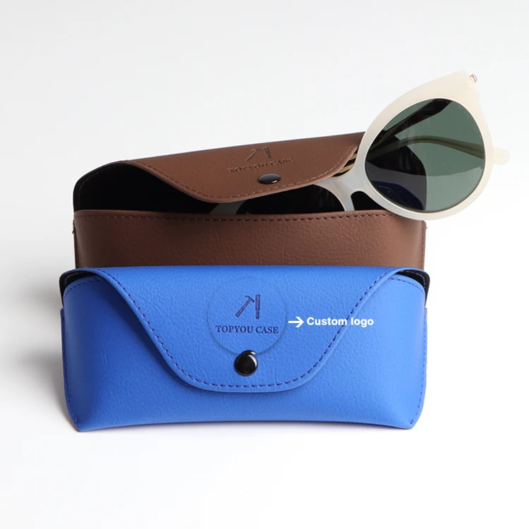 Portable Leather Glasses Case,Durable Soft Packaging Custom Printing Sunglasses Slim Case for Women Men Horizontal Eyeglass Case