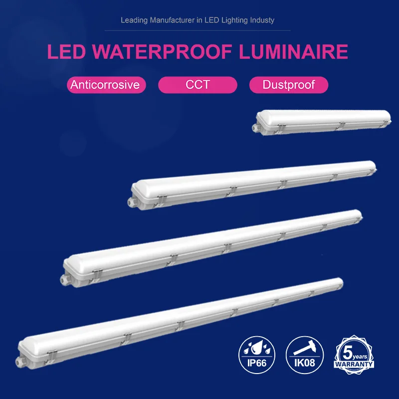 IP66 IK08 10-60W 304 stainless steel clips 50000hrs LED EMERG LIGHT led TRI-PROOF LIGHT led lights 100w