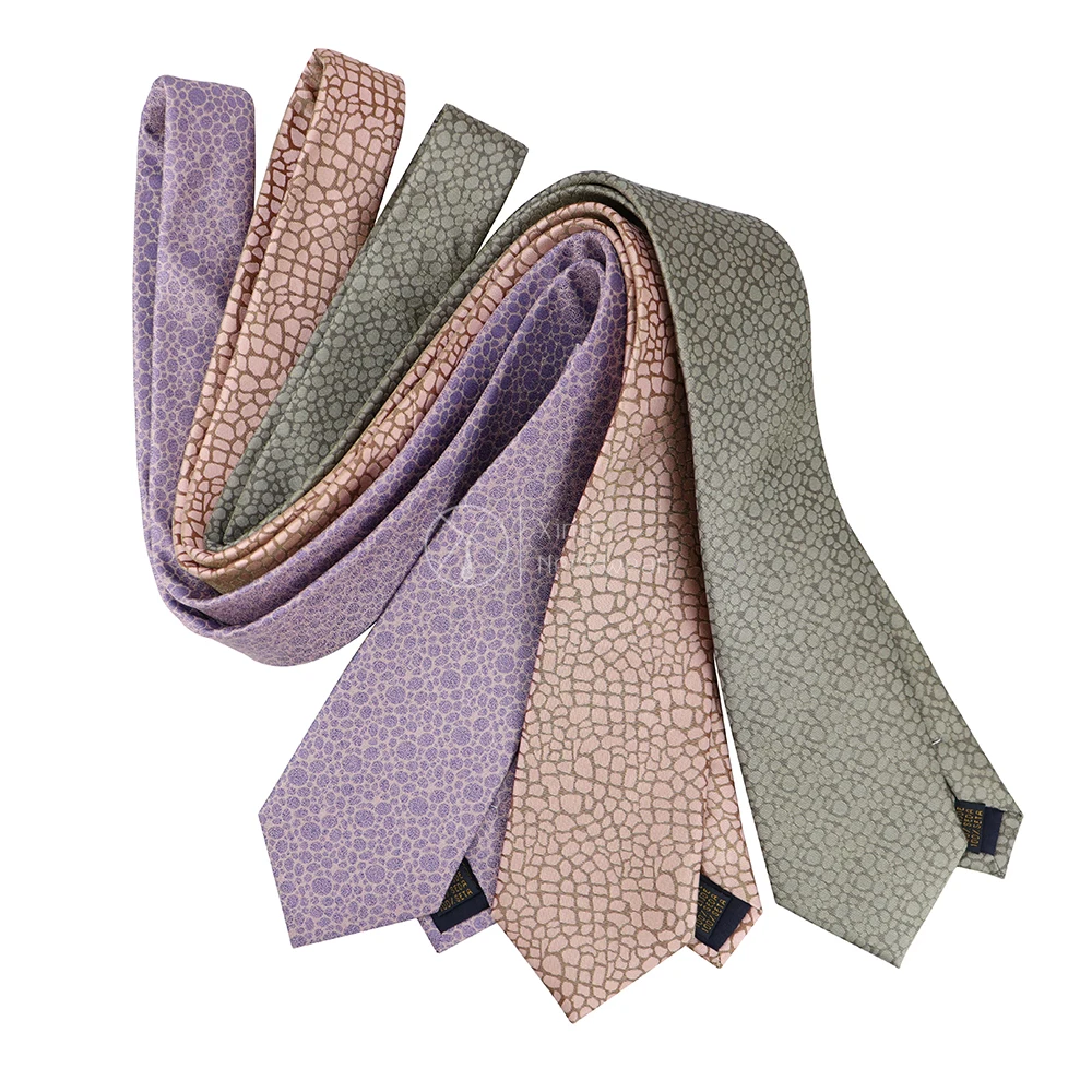 Роскошный светло-фиолетовый зеленый телесный цвет Шелковый жаккардовый геометрический галстук с логотипом опрокидной фирменный галстук