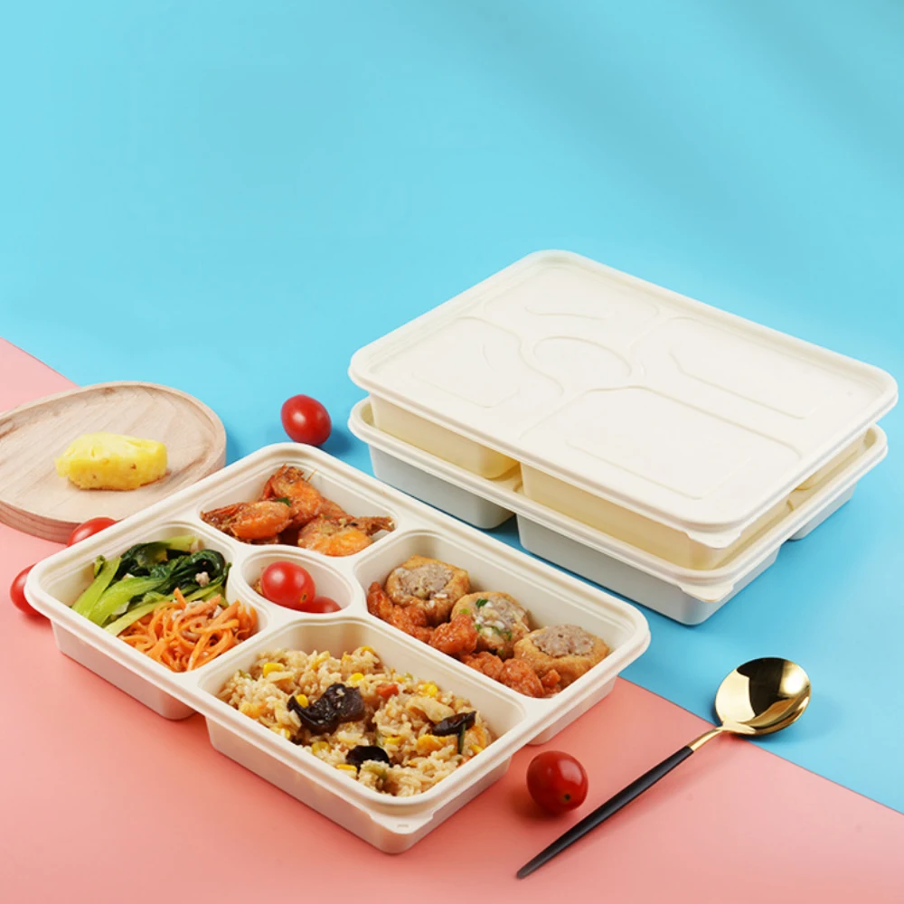 Newest Hot Sale Food Grade Cornstarch Lunch Box Disposable Take Out Packaging Environmentally Friendly Meal Food Box Cake Box KS