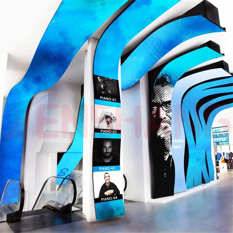 Flexible Curtain Led Display Showcase Building Advertising Glass Flexible Led Display Screen Flexible Oled Screen