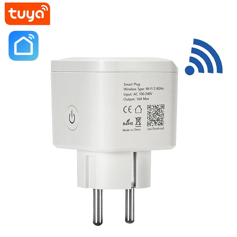 Tuya APP EU 16A 220V Wireless Smart Plug Energy Monitor Overload protection Alexa Yandex Alice Voice Control WiFi Smart Socket