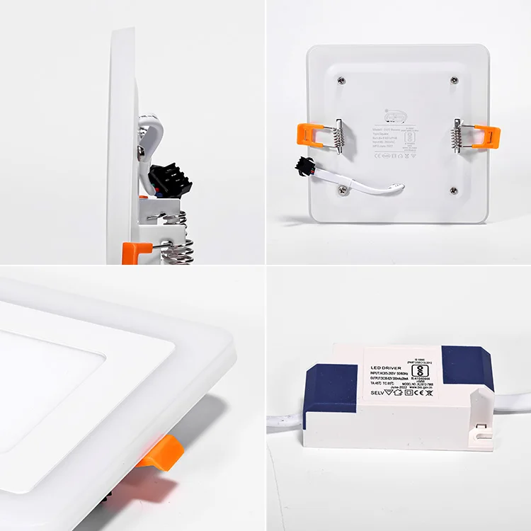 Custom panel lamp Watt 3 6 12 18 w factory price LED Recessed Double Color RGB Panel Light COB