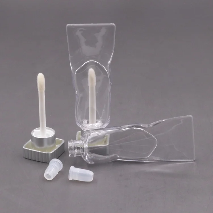 In stock 4g ABS Plastic tube Unique Matte Silver Cap Clear 4ML Paint Bottle Empty Lip Gloss Tube Container Toothpaste Bottles