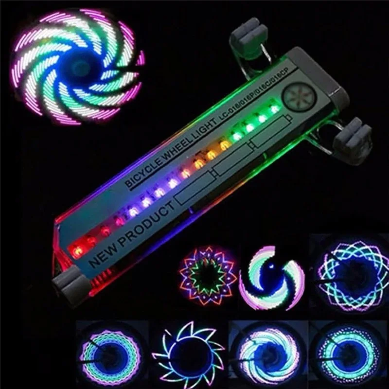 16LED Colorful Double Sided Bike Tyre Spoke Light Bicycle Motorcycle Wheel Lights Outdoor Cycling Signal Reflective Warn Lamps